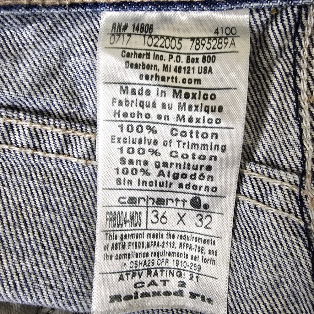 Carhartt FR Jeans Mens 36x31 Relaxed Straight Leg Flame Resistant Denim Workwear - Picture 7 of 9